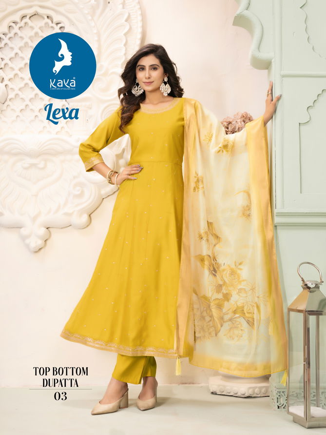 Lexa By Kaya Roman Silk Designer Kurti With Bottom Dupatta Wholesale Price In Surat